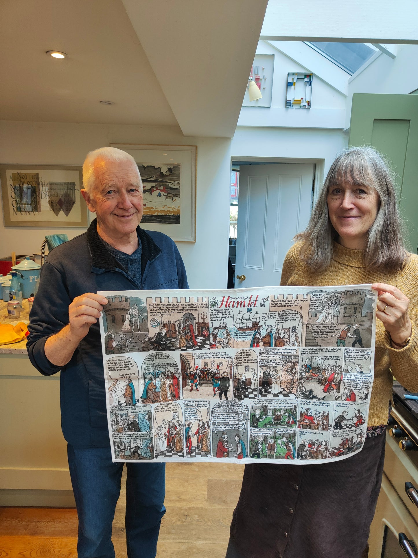 Shakespeare Hamlet tea towel Teresa and John