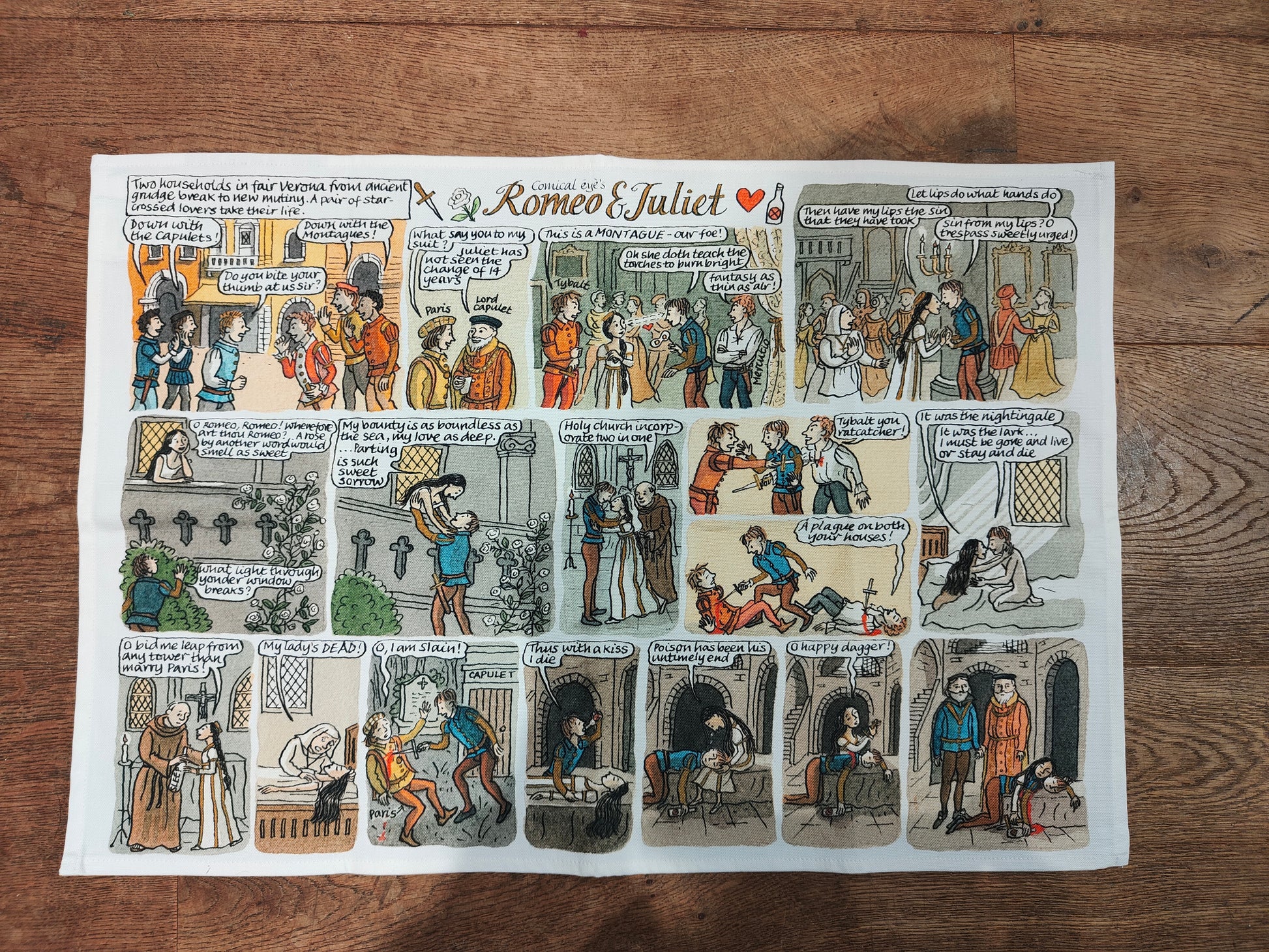 Romeo and Juliet tea towel 